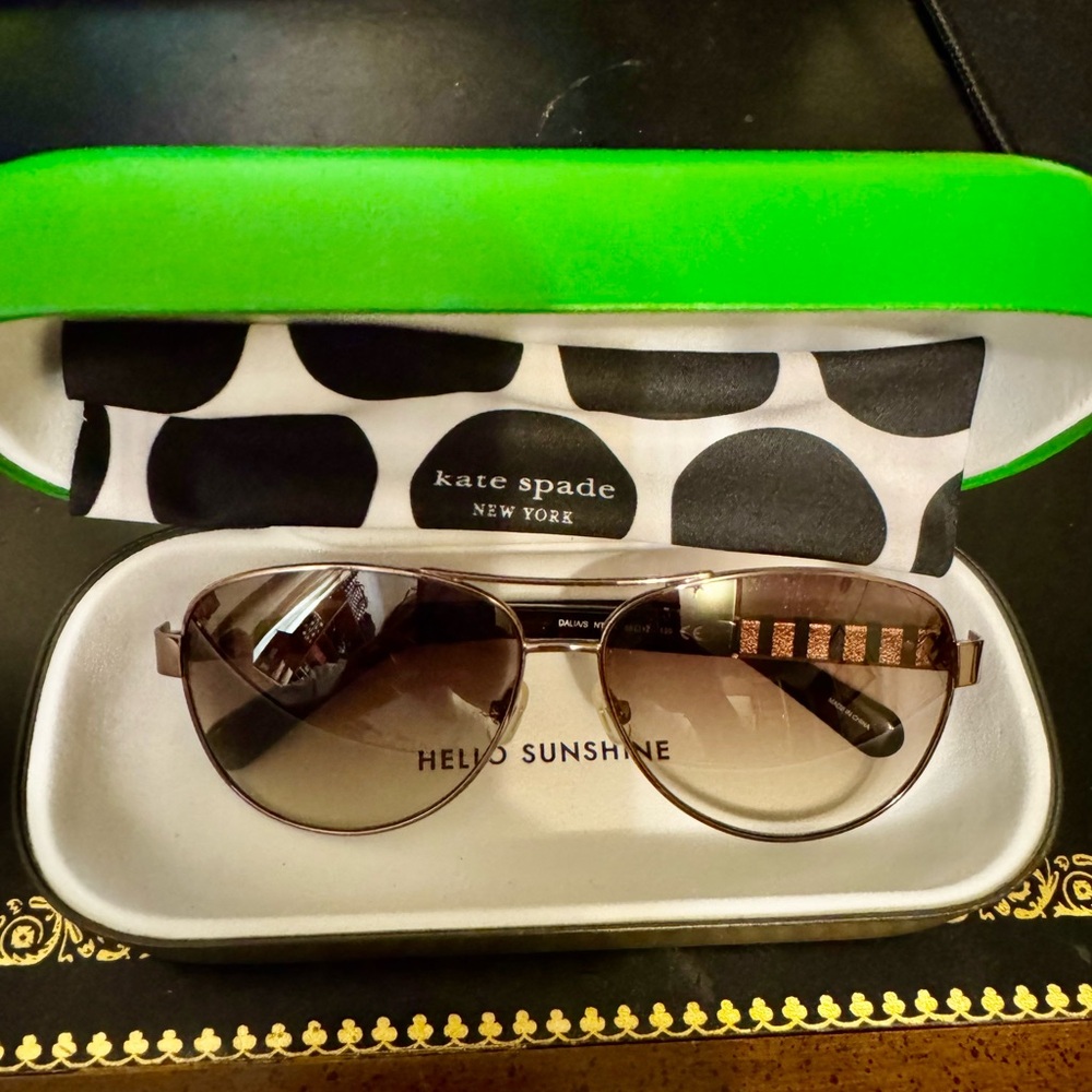 Kate Spade Hello Sunshine Aviator Striped Gold & Brown Sunglasses